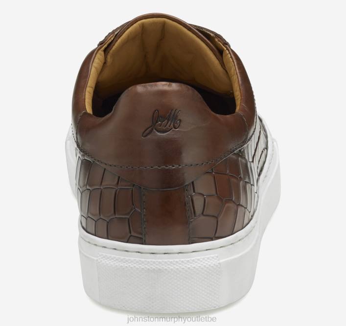 Johnston & Murphy unisexe jake de la dentelle aux orteils TXRN386 chaussures cuir de veau italien embossé croco beige foncé