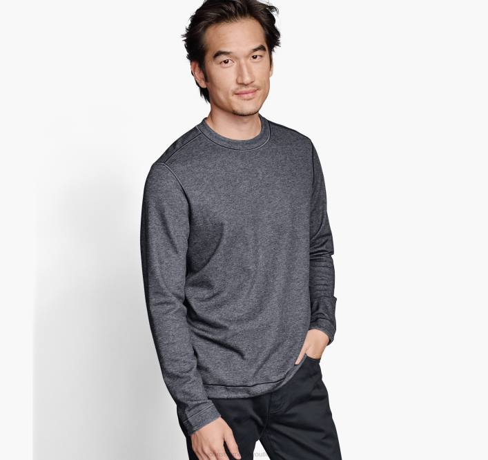 Johnston & Murphy unisexe col rond réversible à manches longues TXRN659 vêtements anthracite/bleu