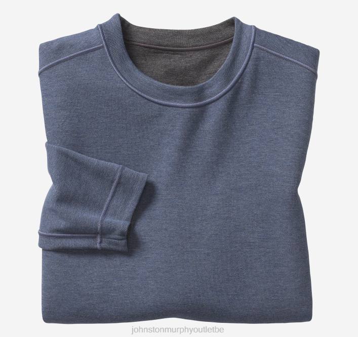 Johnston & Murphy unisexe col rond réversible à manches longues TXRN659 vêtements anthracite/bleu