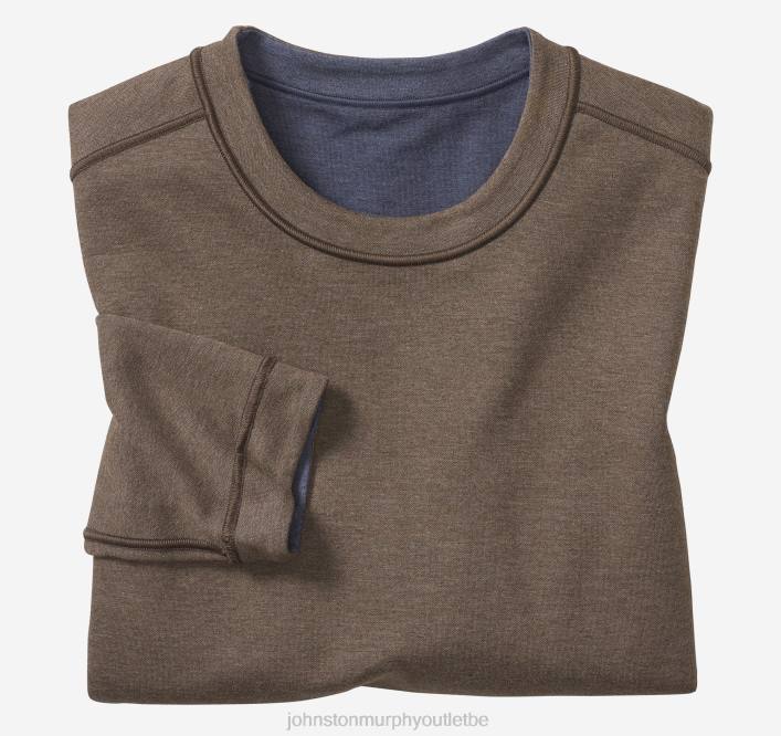 Johnston & Murphy unisexe col rond réversible à manches longues TXRN725 vêtements bleu marine/marron