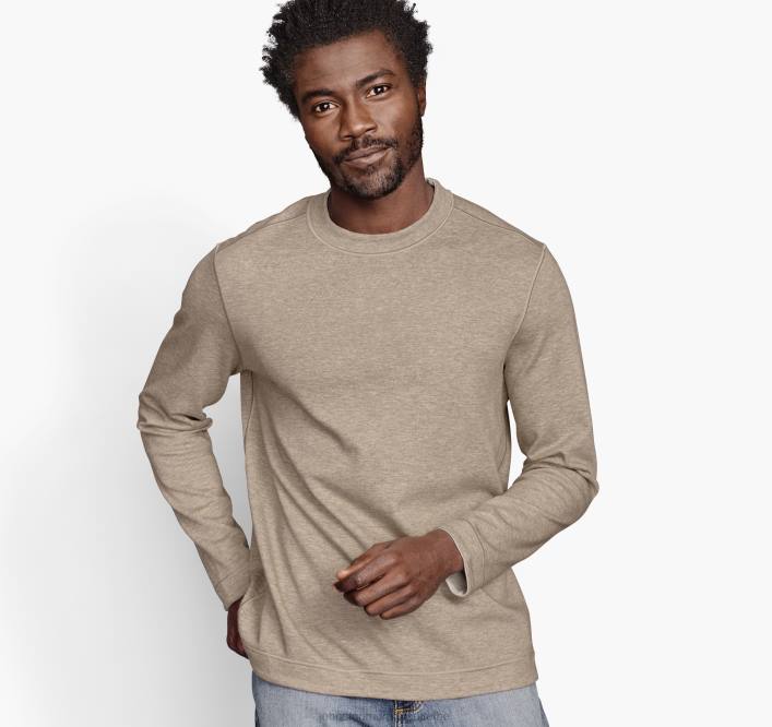 Johnston & Murphy unisexe col rond réversible à manches longues TXRN780 vêtements avoine/gris clair