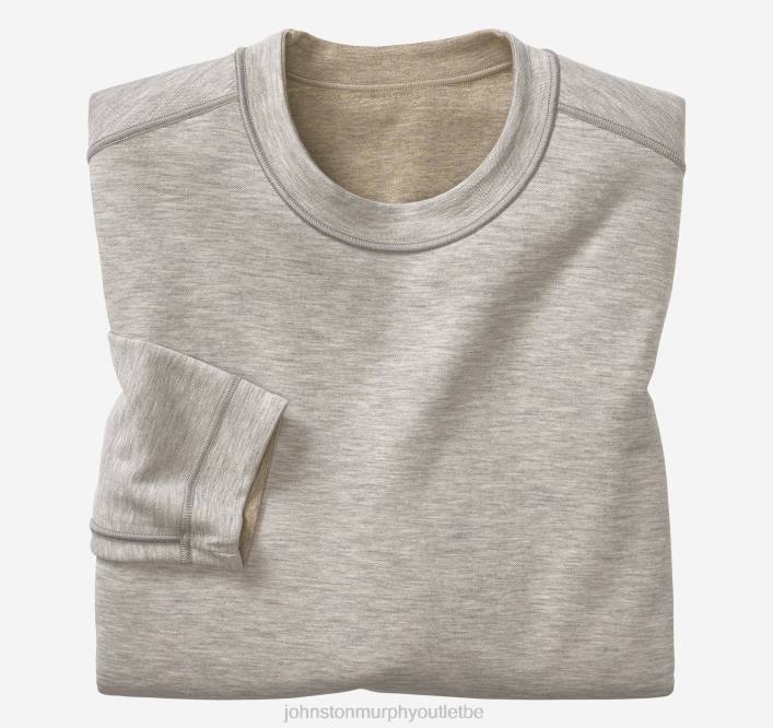 Johnston & Murphy unisexe col rond réversible à manches longues TXRN780 vêtements avoine/gris clair