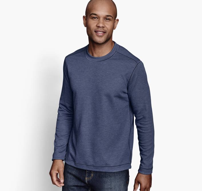 Johnston & Murphy unisexe col rond réversible à manches longues TXRN781 vêtements bleu/gris clair