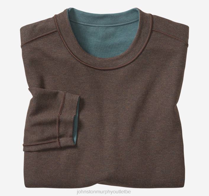 Johnston & Murphy unisexe col rond réversible à manches longues TXRN782 vêtements émeraude/marron