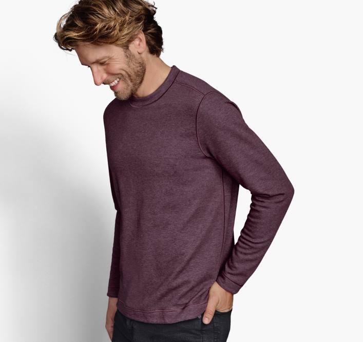 Johnston & Murphy unisexe col rond réversible à manches longues TXRN783 vêtements porto/charbon