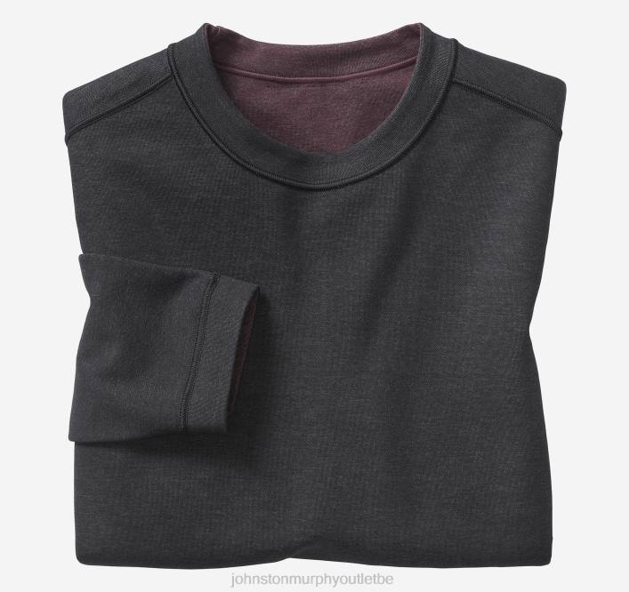 Johnston & Murphy unisexe col rond réversible à manches longues TXRN783 vêtements porto/charbon