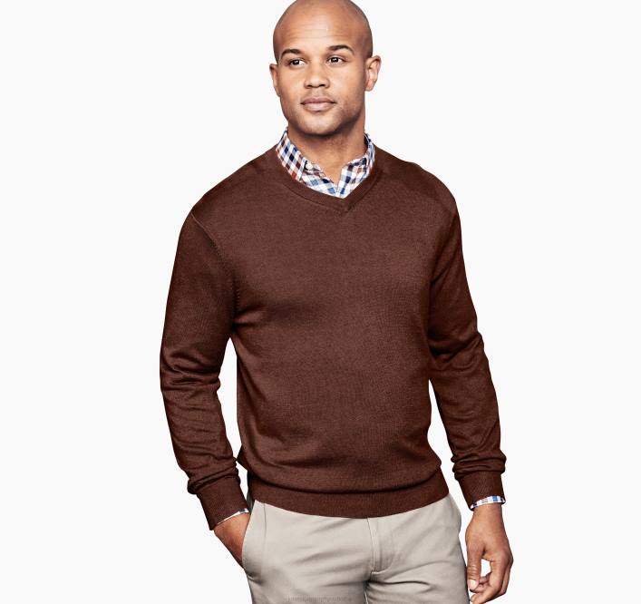 Johnston & Murphy unisexe pull à col-V TXRN717 vêtements mélange marron