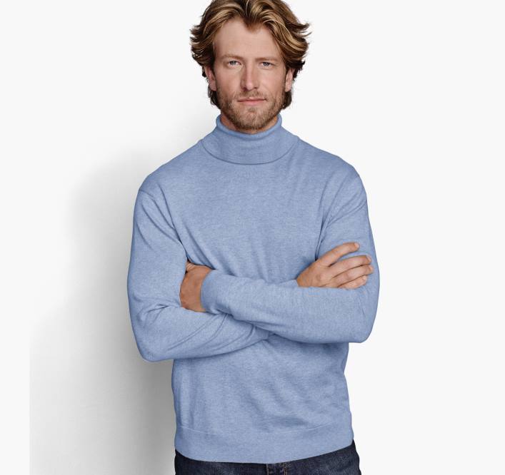 Johnston & Murphy unisexe pull à col roulé TXRN818 vêtements bleu clair