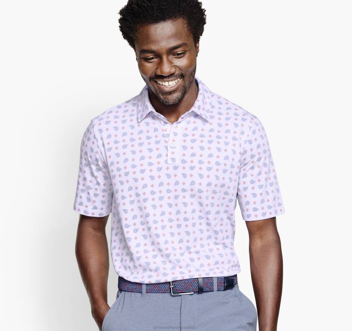 Johnston & Murphy unisexe polo piqué en coton performant xc4 TXRN672 vêtements imprimé cachemire multi bleu marine