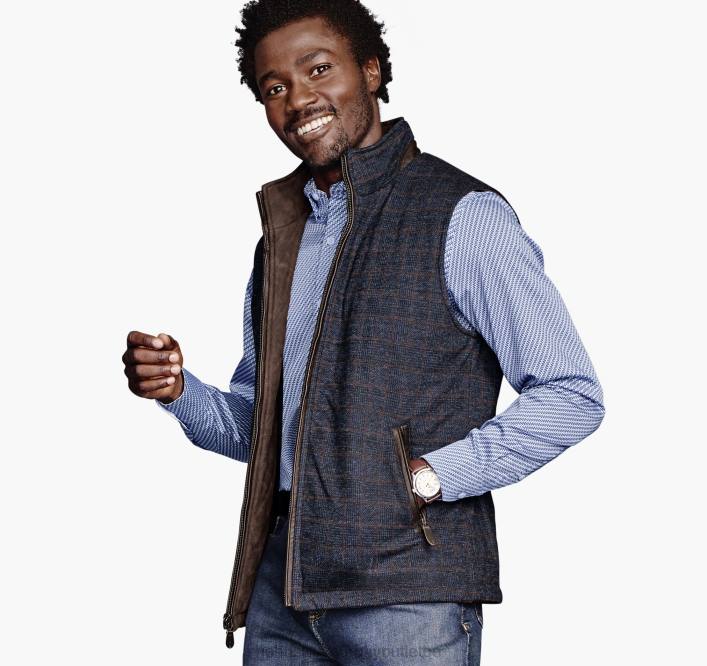 Johnston & Murphy unisexe gilet réversible TXRN790 vêtements carreaux bleu marine/marron