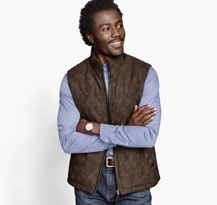 Johnston & Murphy unisexe gilet réversible TXRN790 vêtements carreaux bleu marine/marron