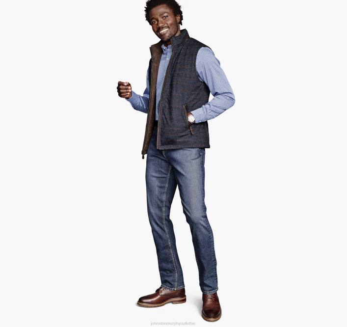 Johnston & Murphy unisexe gilet réversible TXRN790 vêtements carreaux bleu marine/marron