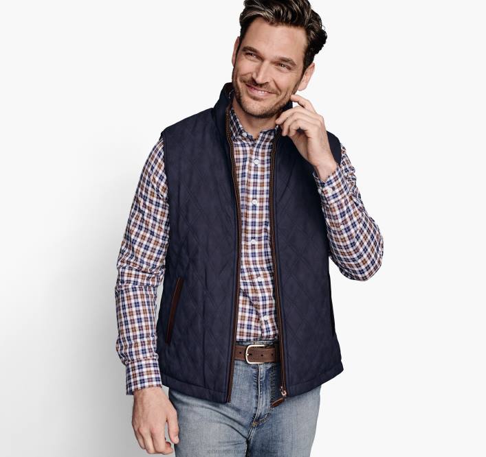 Johnston & Murphy unisexe gilet réversible TXRN893 vêtements pied-de-poule marron/marine