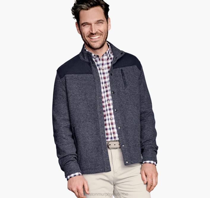 Johnston & Murphy unisexe veste brossée à boutons-pression TXRN868 vêtements marine