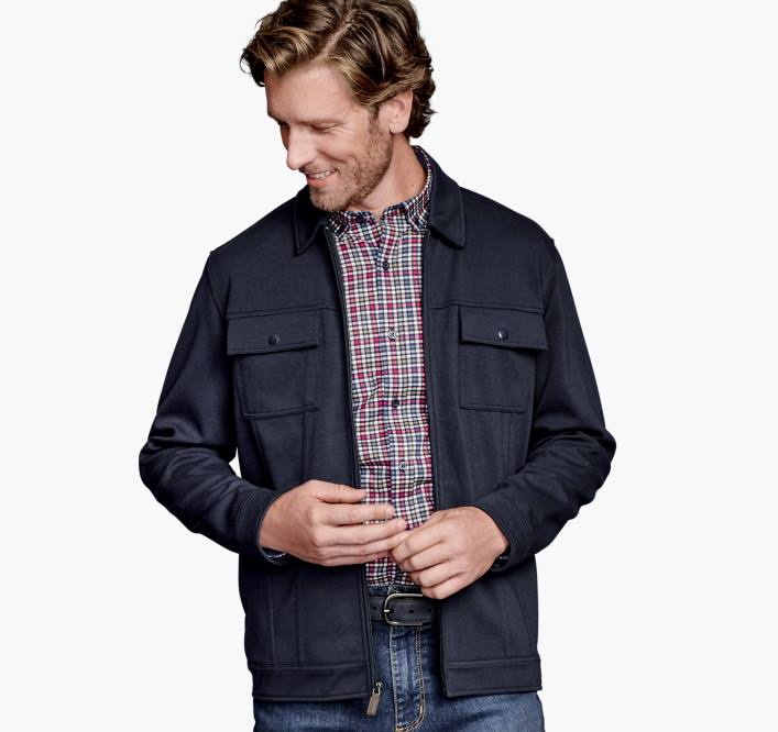 Johnston & Murphy unisexe veste-chemise entièrement zippée TXRN873 vêtements marine