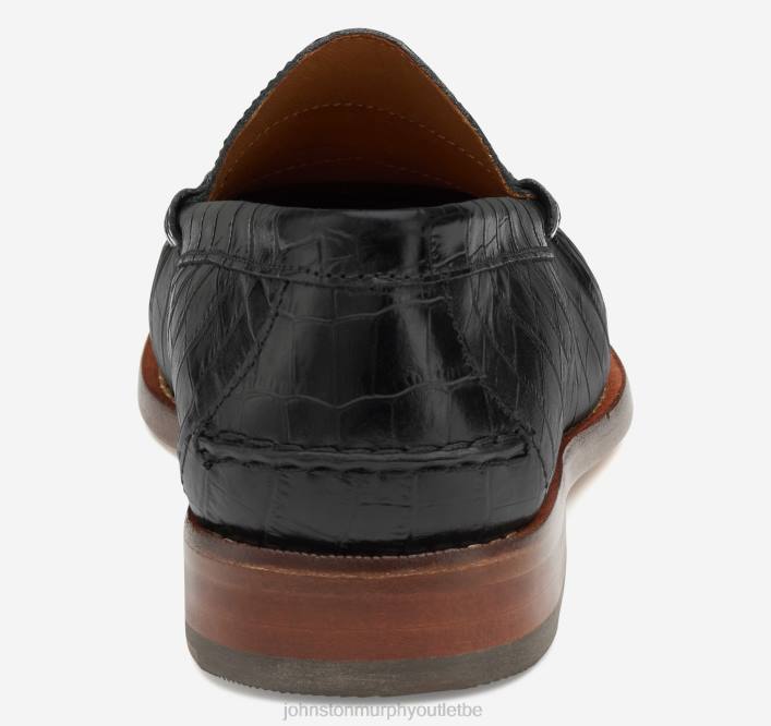 Johnston & Murphy Hommes penny de Halstead TXRN231 chaussures pleine fleur noire gaufrée croco