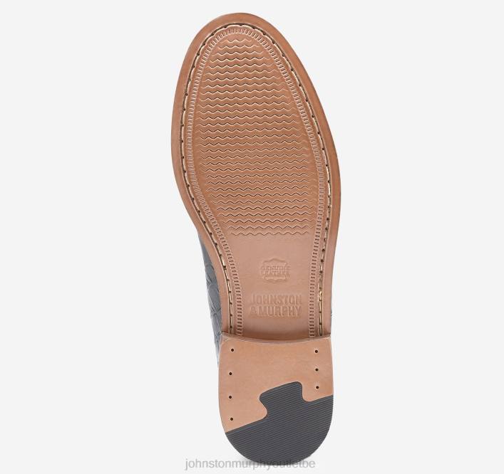 Johnston & Murphy Hommes penny de Halstead TXRN231 chaussures pleine fleur noire gaufrée croco