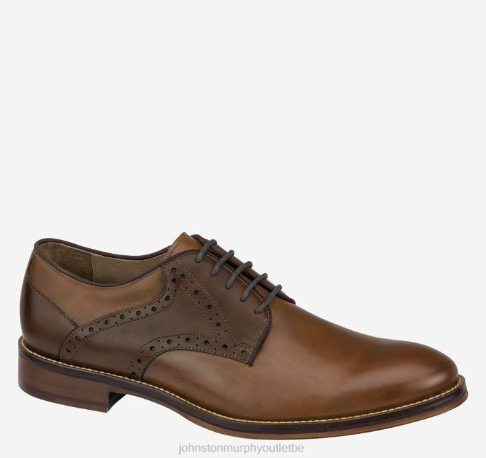 Johnston & Murphy Hommes selle conard TXRN344 chaussures cuir de veau italien beige/marron foncé