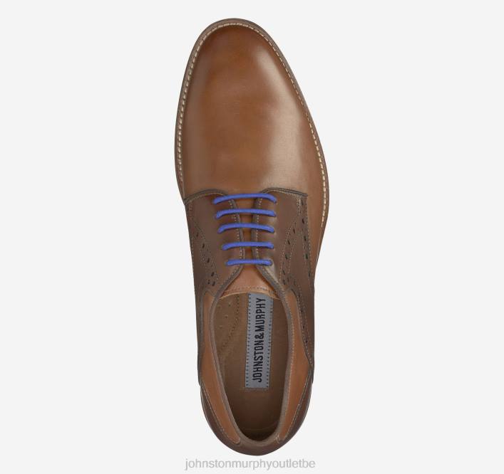 Johnston & Murphy Hommes selle conard TXRN344 chaussures cuir de veau italien beige/marron foncé