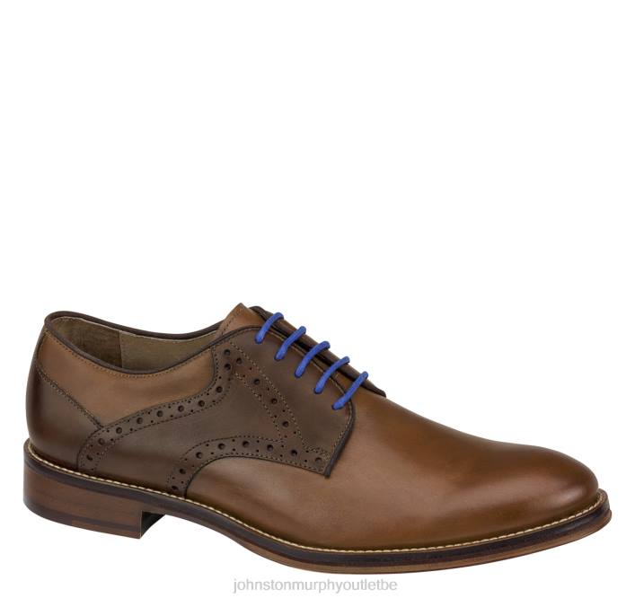 Johnston & Murphy Hommes selle conard TXRN344 chaussures cuir de veau italien beige/marron foncé