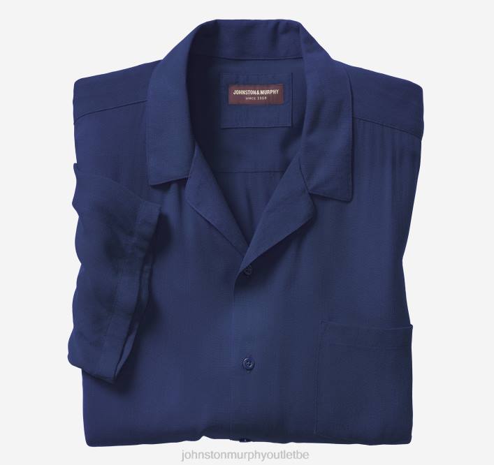 Johnston & Murphy Hommes chemise de camp à manches courtes TXRN478 vêtements marine uni
