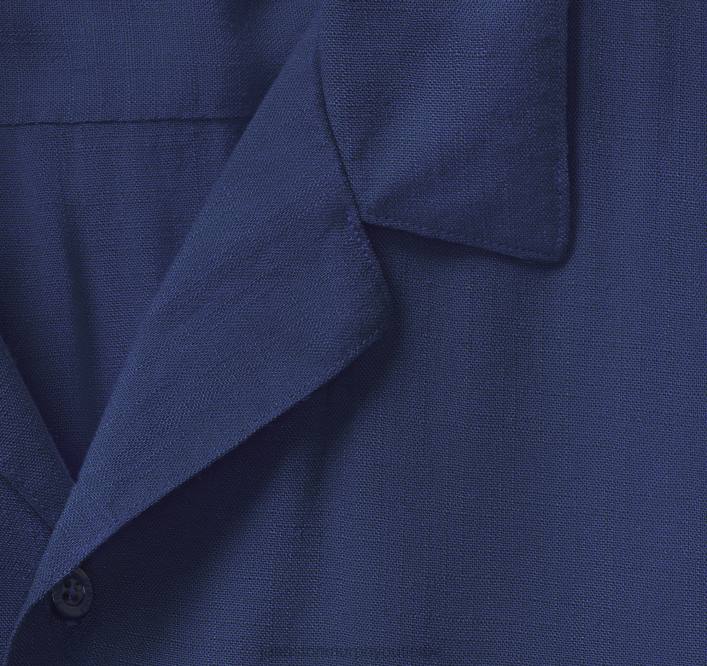 Johnston & Murphy Hommes chemise de camp à manches courtes TXRN478 vêtements marine uni