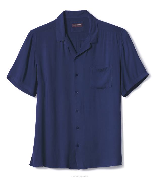 Johnston & Murphy Hommes chemise de camp à manches courtes TXRN478 vêtements marine uni