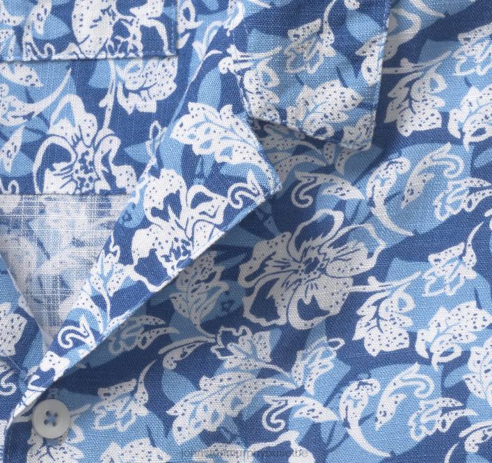 Johnston & Murphy Hommes chemise de camp à manches courtes TXRN501 vêtements floral tropical bleu