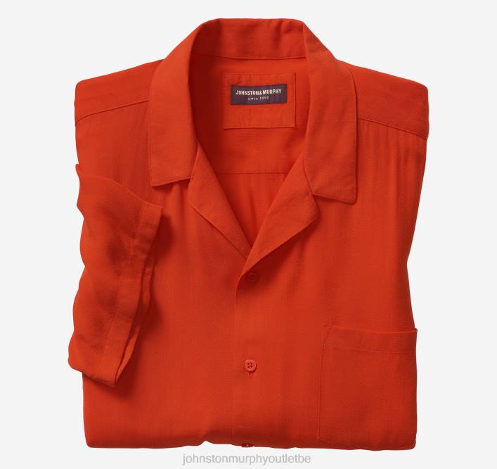 Johnston & Murphy Hommes chemise de camp à manches courtes TXRN679 vêtements corail solide
